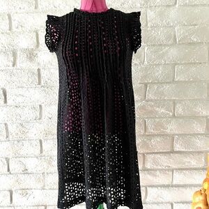 Madewell Black Eyelet Midi Dress